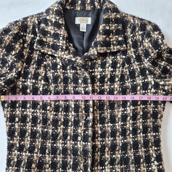 Talbots Petites Black & Tan Bouclé Wool Blend Tweed Blazer - Size 14P - Picture 4 of 8